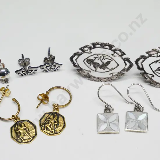 5 pairs of asstd earrings - stamped 925