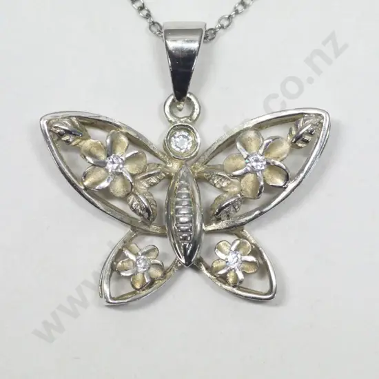 silver butterfly necklace stamped 925