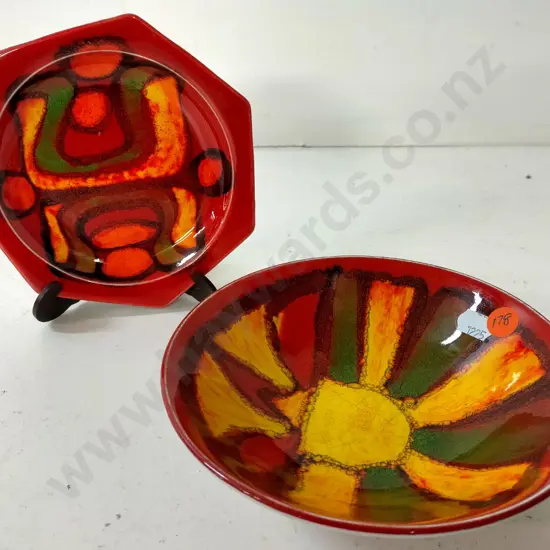 2 pieces of Poole Delphis ware Bowl Diam-160