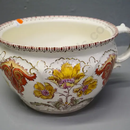 F&S Irvine chamber pot with orange and yellow motifs