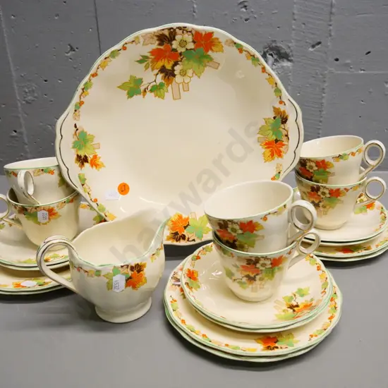 Grindley autumn leaf part tea set - no sugar bowl