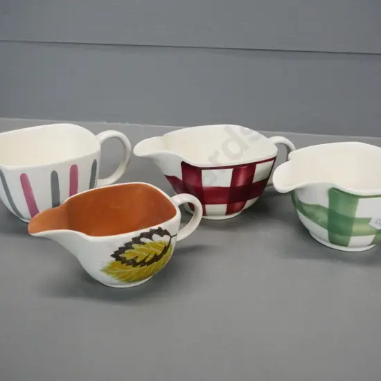 4 T&G Greene retro creamer jugs, includes 2 Gingham pattern, H-65
