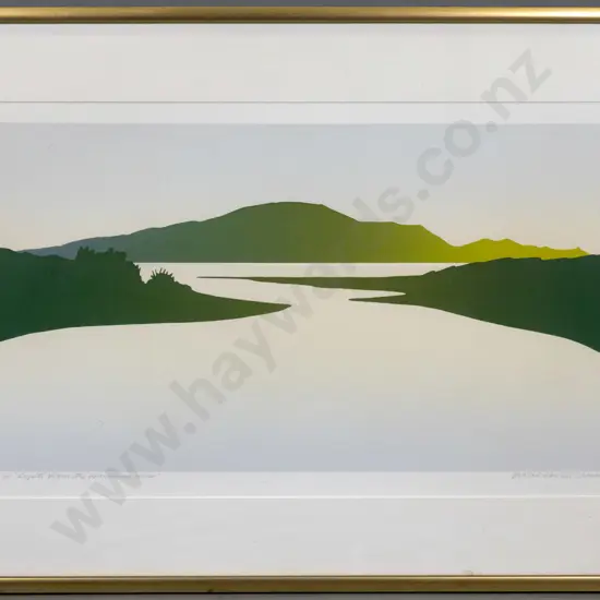 Malcolm Warr '82 - framed ltd edition print 26/160 "Kapiti From Waikanae River" H-310 W-560