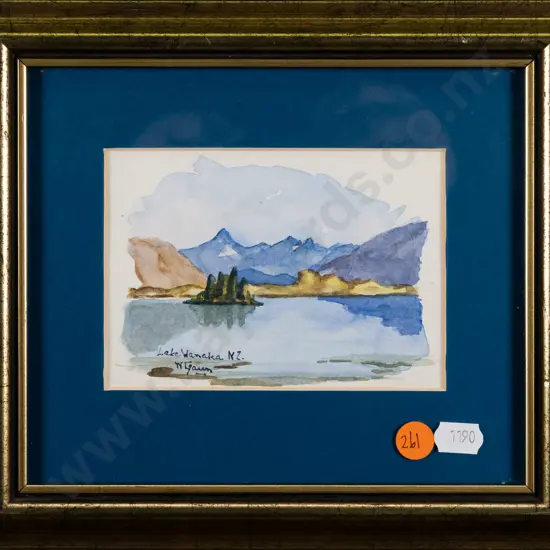 illegible signature - framed watercolour - Lake Wanaka H-90 W-120