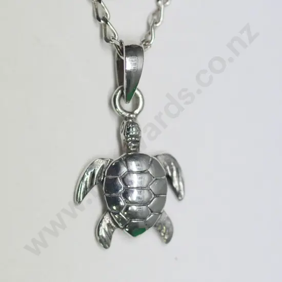 silver turtle pendant stamped 925