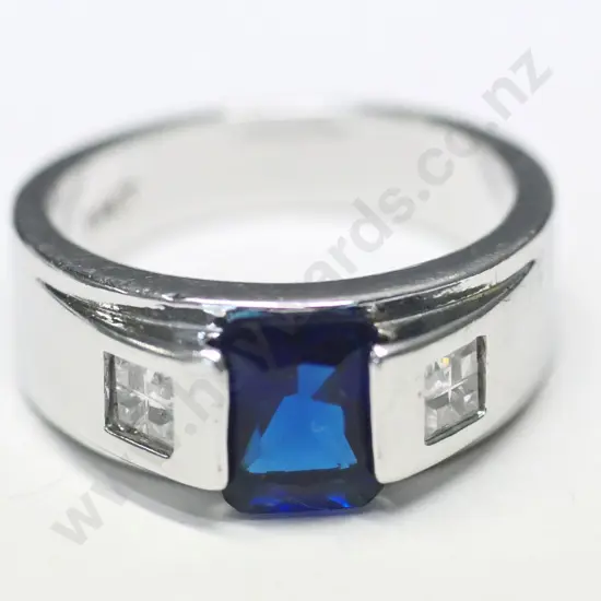 14kt sapphire mans dress ring  stamped