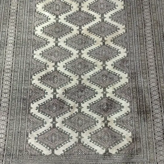 Persian style hand-knotted wool floor rug - mauve and brown - L1830 W1300