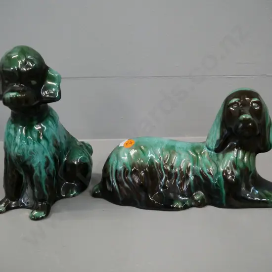 Blue Mountain pottery - 2 dog figures - poodle is H-200 L-140