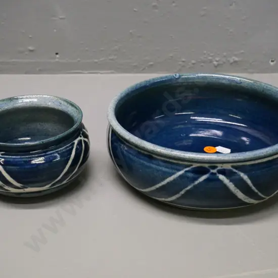 2 Danny Moorwood studio pottery bowls - larger is H-70 Diameter 200
