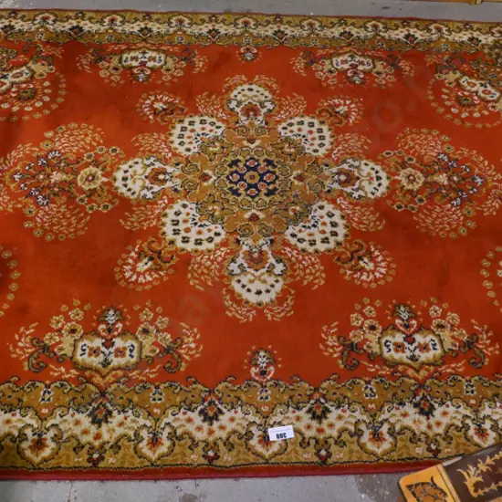 Persian style wool floor rug - red and gold L2100 W1500