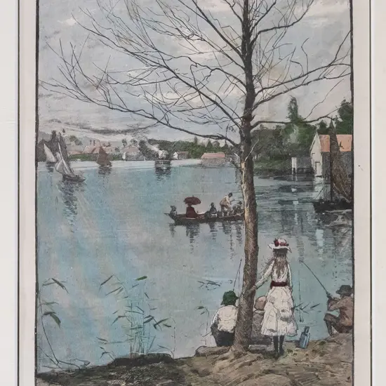 mounted vintage print " Lake Wendouree" H-200 W-140
