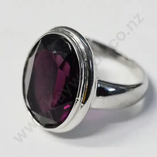 silver & amethyst dress ring stamped 925