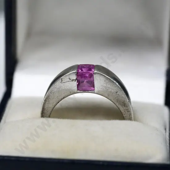 silver & pink tourmalne ring stamped 925