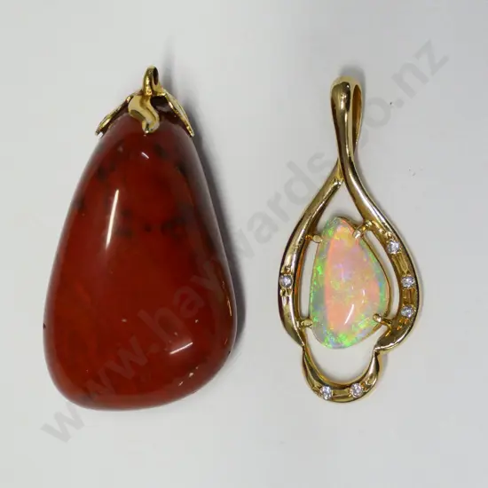 opal pendant [no chain] & agate pendant [no chain]