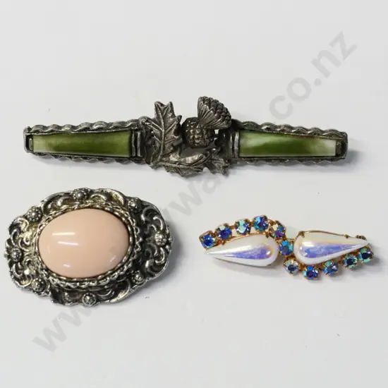 3 costume brooches