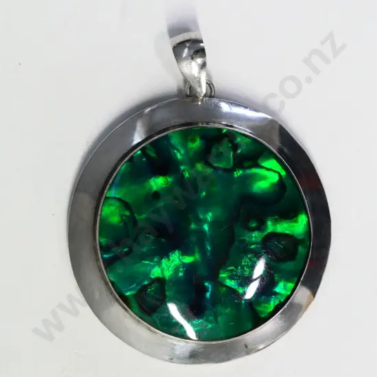 silver & dark green pendant stamped 925 no chain