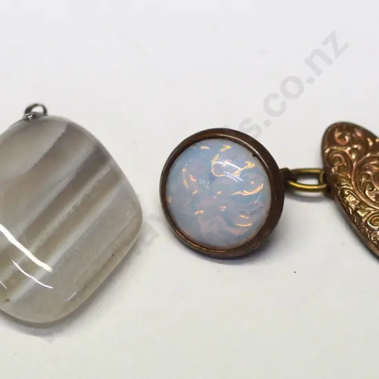 agate pendant no chain & 1 opal cufflink