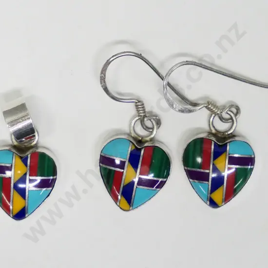 silver pendant {[no chain] & earring set stamped 925