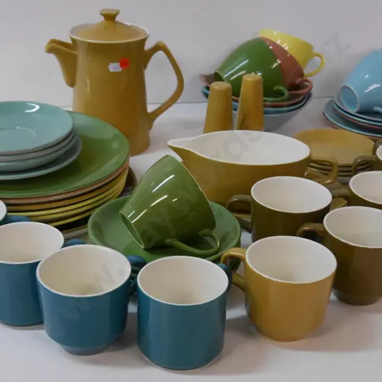 large selection of Crown Lynn colour glaze and other plain coloured ware and some non Crown Lynn items