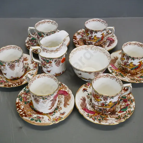 Royal Crown Derby 'Old Aylesbury' - 6 coffee cans & saucers, cream & sugar