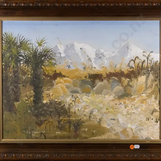illegible signature - framed oil - landscape H-370 W-500