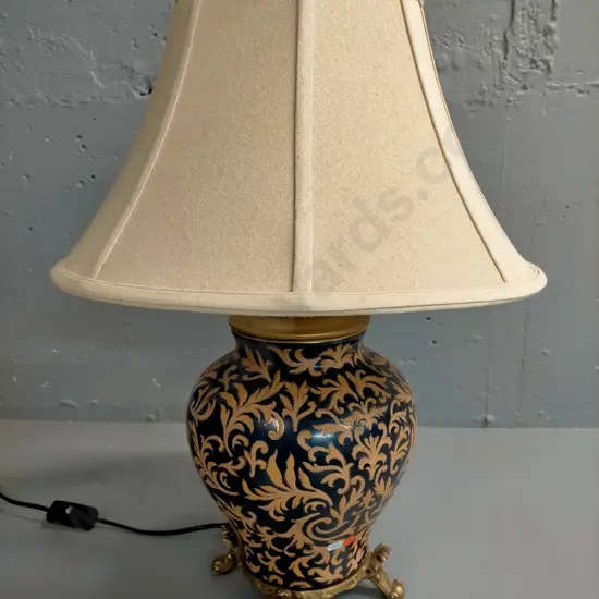 ceramic based table lamp on brass stand H-650