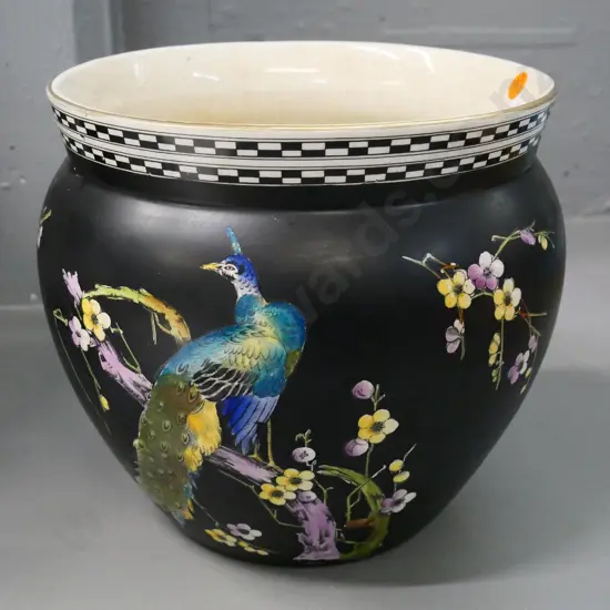 Phoenix Ware oriental motif jardiniere, crazing inside - H-220 Diameter 280 at widest