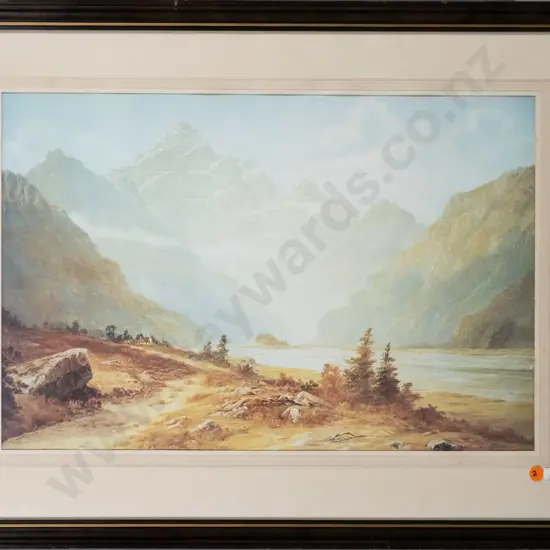 framed historic print - Mt Avalanche, Matukituki River, Wanaka H-340 W-520
