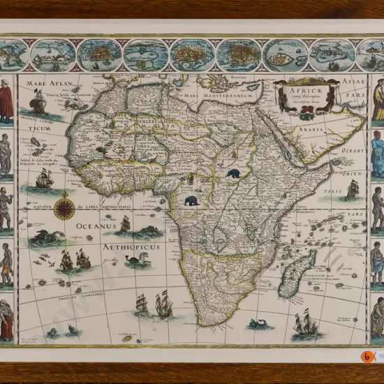 framed reproduction print - map of Africa H-360 W-590