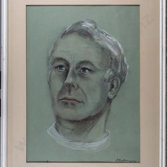 Pearl Eustace 1970 - framed pastel - male portrait H-360 W-250