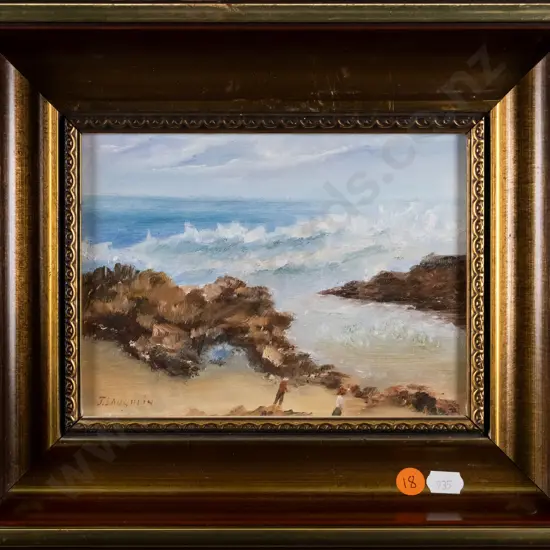 J Laughlin - framed oil - coastal scene H-140 W-190
