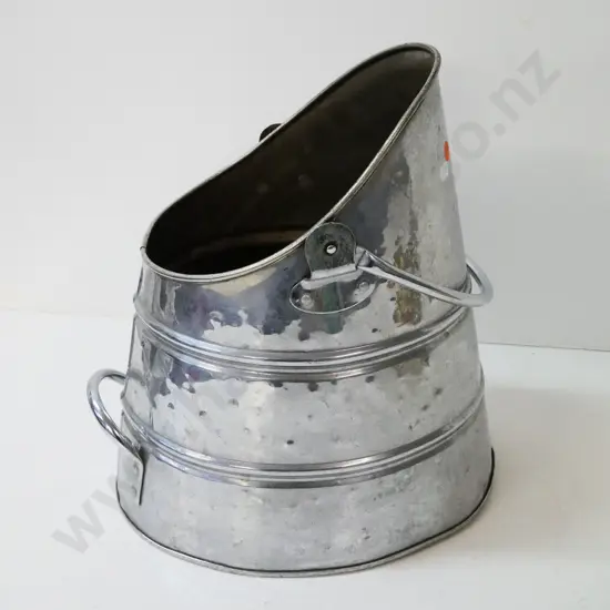 beaten metal chrome finish coal bucket H-370 W-300 at base
