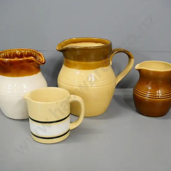 4 T&G Greene brown pottery style retro jugs - tallest is H-150