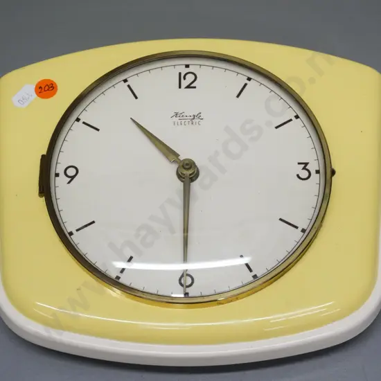 retro Kienzle ceramic wall clock with battery (D-size?) movement H-220 W-260
