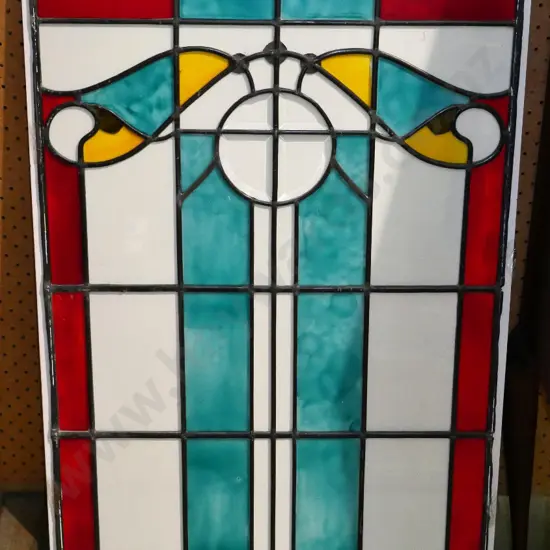 unframed leadlight panel with bevelled and coloured pieces H-920 W-540