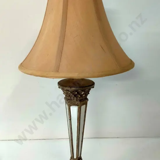 gilt and mirror table lamp with shade H-700