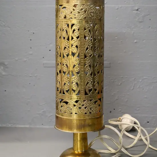 pierced and etched brass table lamp H-330
