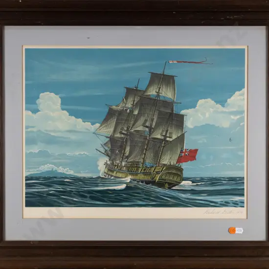 Richard Linton 1979 - framed lithograph - The Bounty H-230 W-450