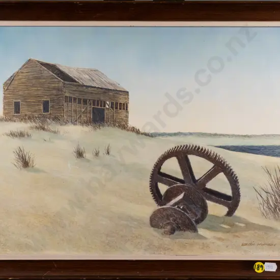 Keith Murray - framed oil  "Boatshed Okarito" H-300 W-410