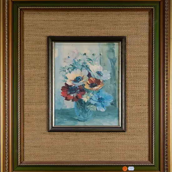 retro framed print - still life - flowers H-240 W-190