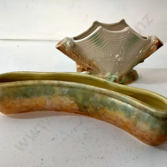 Titian spider web vase, Beswick trough vase