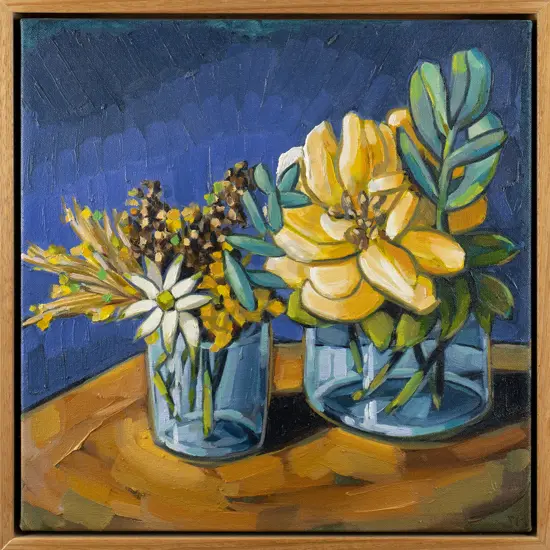 Sam Michelle 2016  - framed oil "Country Yellows" H-350 W-350