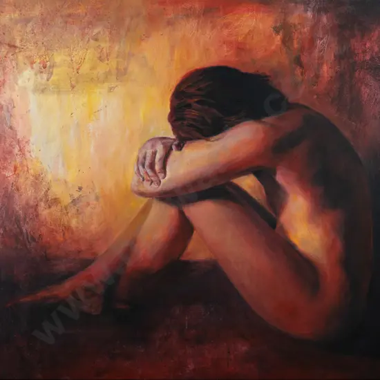 Escha van den Bogerd - oil on box canvas - Female nude H-800 W-1000