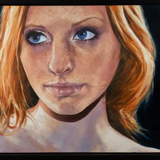 Stephen Martyn Welch '10 -framed oil "Ginger with Prussian" H-610 W-910