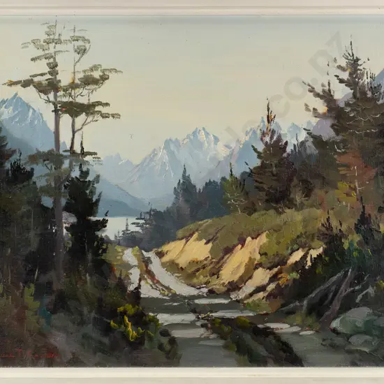 Wallace T Keown '77 - framed oil "Lake Mavora" H-340 W-440