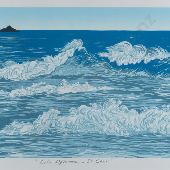 Heather Dunkley - framed woodcut print 2/12 "Late afternoon St Clair' H-260 W-465