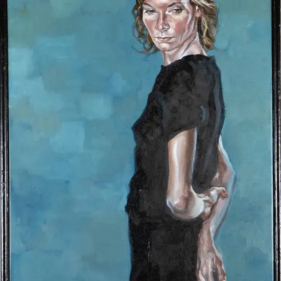 Matt Gauldie - framed oil on canvas "Faye Standing" H-760 W-500