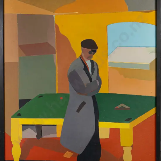 Eion Stevens 1980 -framed oil on canvas "The Marxist Neglects his Glasshouse H-990 W-690