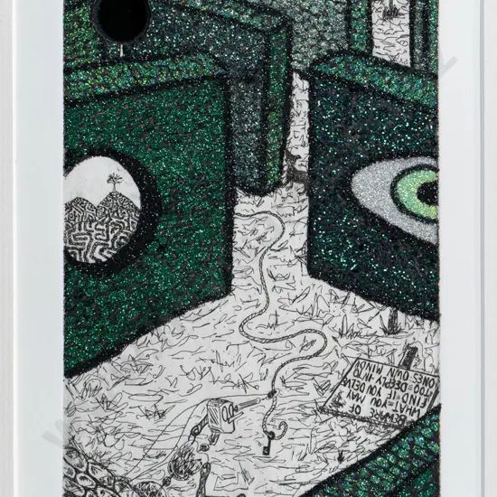 Jenny Leyden '10 - framed mixed media 5/7 "So it begins"