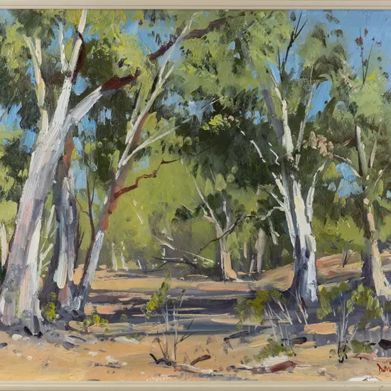 David Badcock '87 - framed oil - trees H-300 W-390